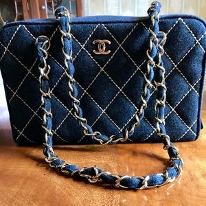 Chanel grey flannel bag
